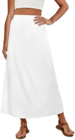 Long Maxi Skirts for Women Casual Loose White S