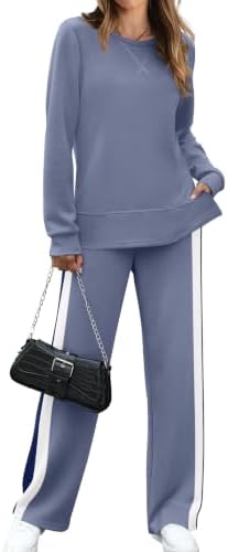 Womens Lounge Sets 2 Piece Outfits Plus Size Sweatsuits Blue 3XL