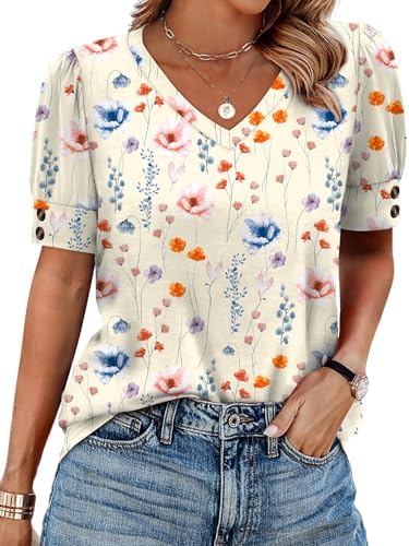 Womens Tops Dressy Casual Short Sleeve Shirts Plus Size Spring